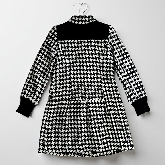 Vintage Style Lux Black and White Houndstooth Drop Waist Pea Coat - Picture 2 of 4